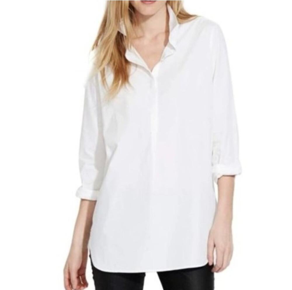 AYR The Easy Cotton Popover Tunic Shirt White Womens Size Small